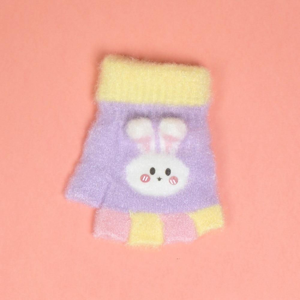 

Шерстяные детские перчатки Мультяшные вязаные варежки Прочные детские перчатки без пальцев Для детей 0-2 лет фиолетовый