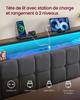 VASAGLE Bed Frame 140 x 190 cm with 2 Drawers, LED, Charging Station