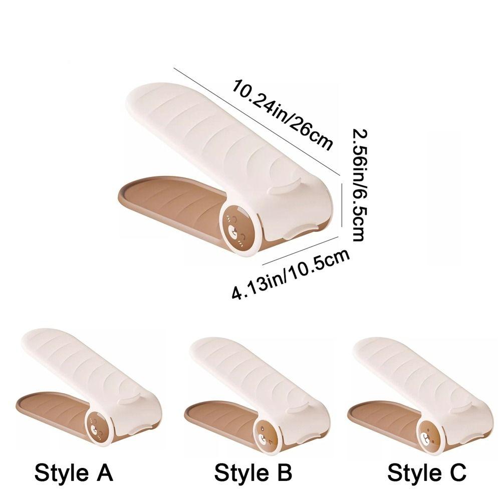 2pcs Anti-slip Double Layer Shoe Rack Adjustable Shoes Storage Rack 4-Speed Shoe Stack  Living Room