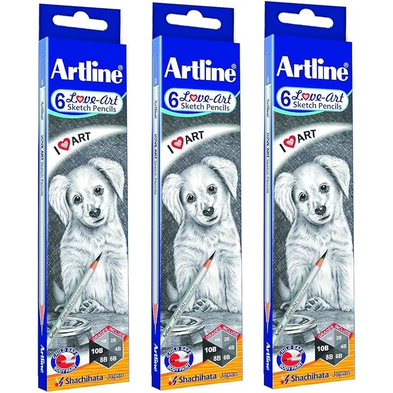 

Artline Love Art Ultra Dark Sketch Pencil Set|Lightweight With Comfortable Grip|Pencil Set For Drawing|Shading|Safe Penc 118 чёрный