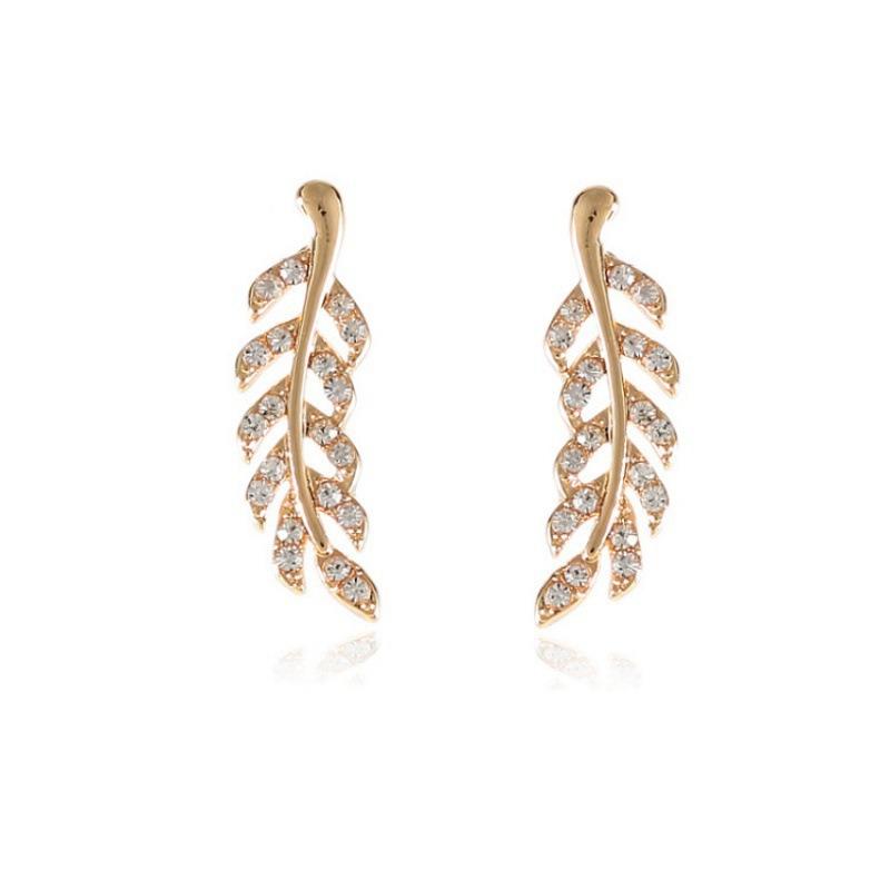 Fashionable Symmetrical Hollow Leaf Earrings New Alloy Long Earrings 2Pcs золотой