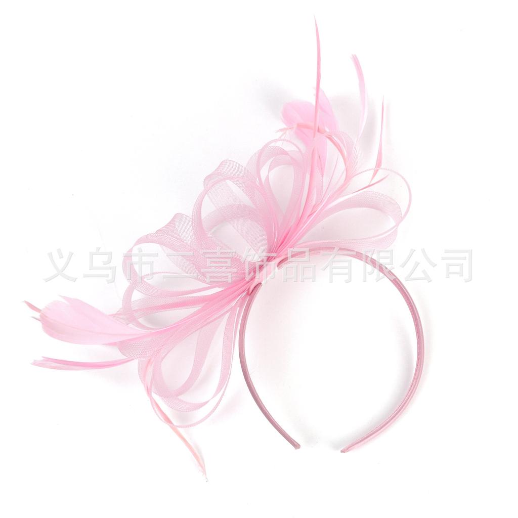 Popular Bridal Mesh Headgear Photo Bow Hair Accessories Jockey Club Feather Hairpin Head Flower