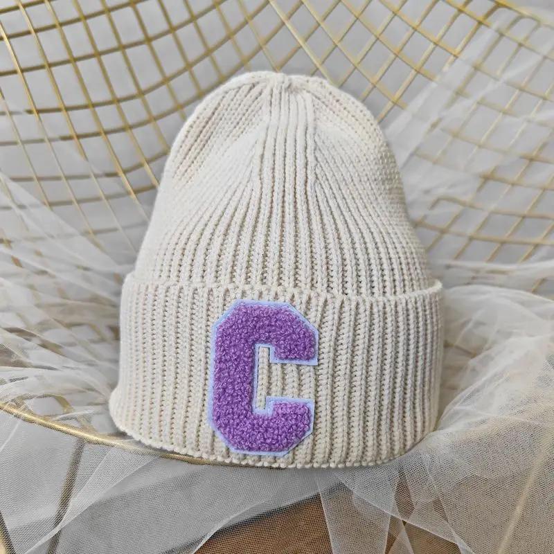 Simple Winter Woolen Big C Letter Hat Women Men Unisex Beanie Cap Outdoor Thick Warm Hip Hop Sport Ski Knitted Hats Console