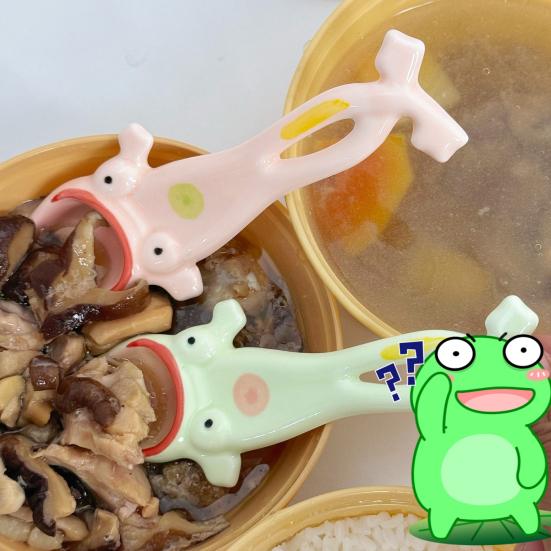 1/2Pcs Ugly Big Mouth Frog Ceramic Spoon Long Leg Frog Spoon Mixing Tool Humorous