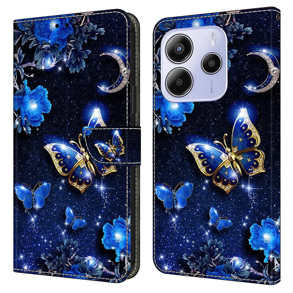 Pro Xiaomi Redmi Note 14 5G Kožené pouzdro Vzorový tisk Peněženka Stojánek Flipový kryt na telefon