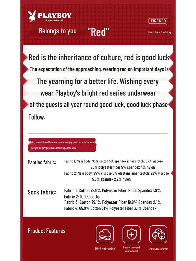 PLAYBOY Men's Red Boxer Briefs & Socks Set