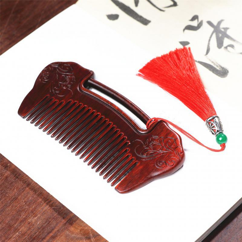 Red Sandalwood & Rosewood Comb Set - "Forever in Love" Wedding Gift for Hair Styling