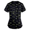 Women's Cute Printed Work Clothes V-neck Double Layer Pockets Basic Short Sleeve Top Pullover Valentines