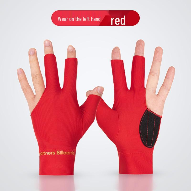 High Elastic Three-Finger Billiard Glove with Logo Print E18