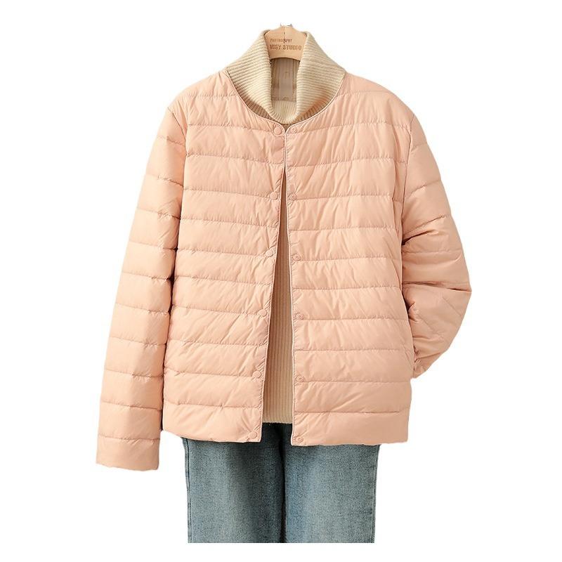 Light down jacket women's liner short round neck inner and outer wear thin women's clothing portable collarless jacket