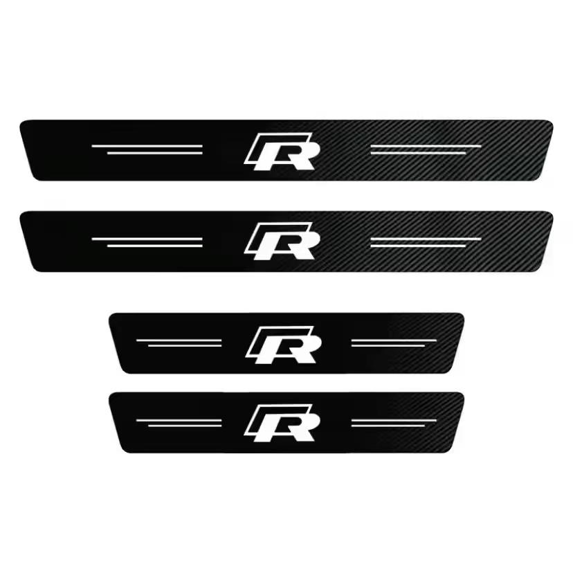 Auto Door Sill Carbon Fiber Car Sticker Protector Strip Waterproof Protect Film For VW GTI Polo Golf GTI Passat Tiguan Hub Cap