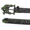 Black and Green Hip-hop European and American Big Skull Belt Personality Trendy Men Jeans Versatile Belt High-end