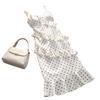 Spring and summer new waist thin pure desire lotus leaf edge thin long skirt French polka dot suspender dress women
