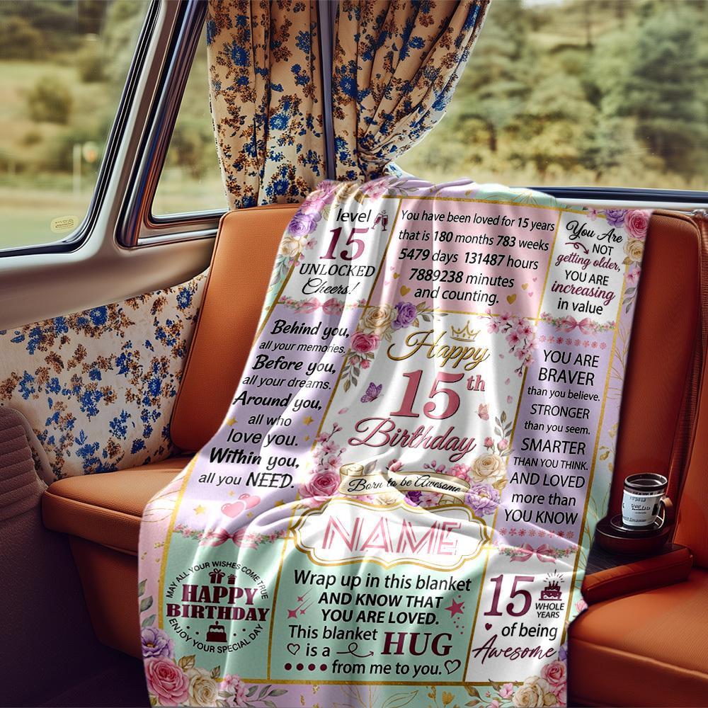 15Th Birthday Celebration Blanket Durable Comfort For Sofa Couch Office Bed Picnics Ideal For All Seasons Stylish Decor Perfect Gift For Relatives And