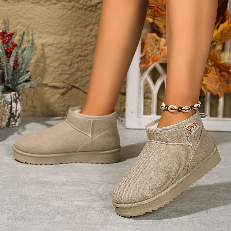 Women's Wide Width Platform Snow Boots, Plush Lined Winter Ankle Boots, Thick Sole Warm Booties for Women