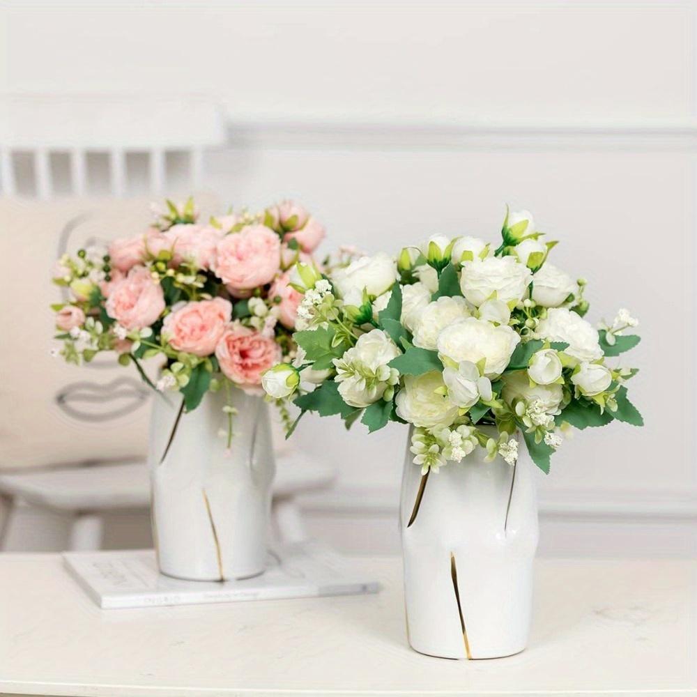 4 Bundles Artificial Peony Flowers - Faux Peony Bouquets for Wedding, Home, St. Patrick's Day, Easter Decorations, Aesthetic Room Decor