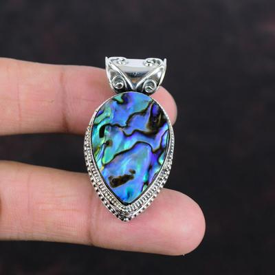 Підвіска з раковини абалона, Підвіска з натурального дорогоцінного каміння, Підвіска зі срібла 925 проби, Прикраси ручної роботи, Вінтажна підвіска, Подарунки на заручини, Антикварні прикраси