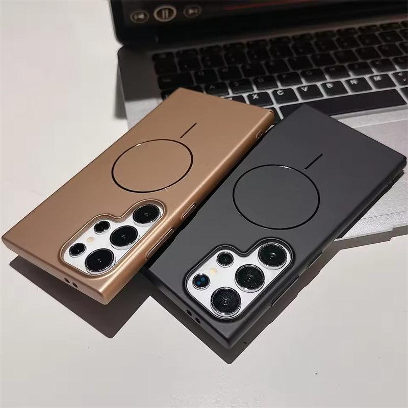 Plating Case Bumper for Samsung S25 Ultra/S24 Ultra/S25 Plus/S23 - MagSafe Wireless Charging Shockproof Hard Shell Cover