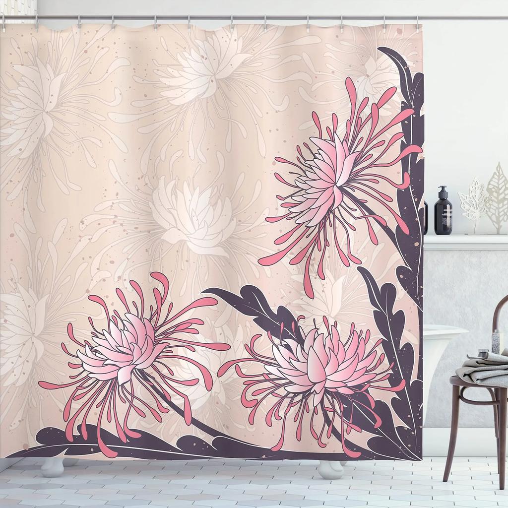 Waterproof Bath Shower Curtain Stained Glass Meadow Flower Dragonfly Polyester Fabric Bathtub Curtain Home El Bathroom Bath Shower Curtain