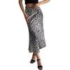 Leopard Print Maxi Skirt Elastic High Waist Satin Long Skirt Commuting Style