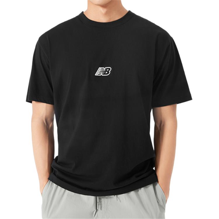 New Balance T Shirts Men's Black Crew Neck Moderate Straight Fit AMT23514-BK