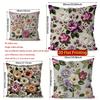 2D Vintage Floral Print Decorative Throw Pillow Covers Pattern Cushion Cover Suitable For Sofa Bedroom Car Pillow Cover