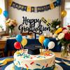 1Pc New Acrylic Congrats Grad Cake Topper Gold Black Acrylic High School Grad Celebration Supplies Graduation Party Decorations