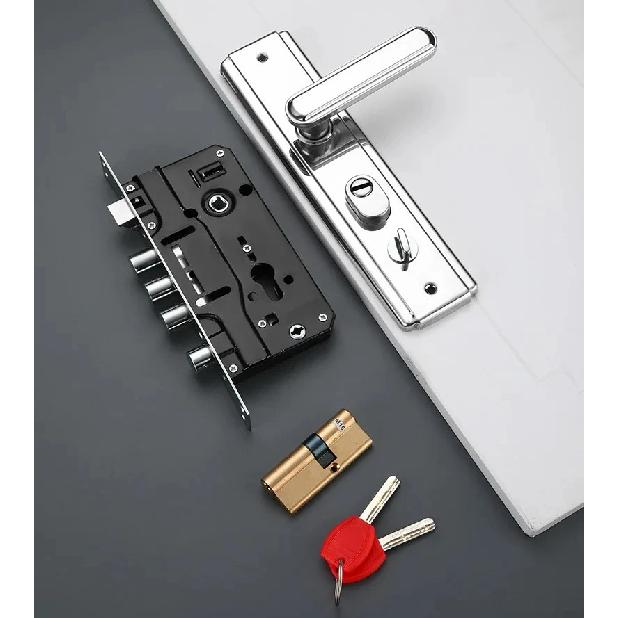 Stainless Steel Thickened Anti-theft Door Lock Universal Multifunctional Anti-theft Door Handle Lock Hardware Accessories