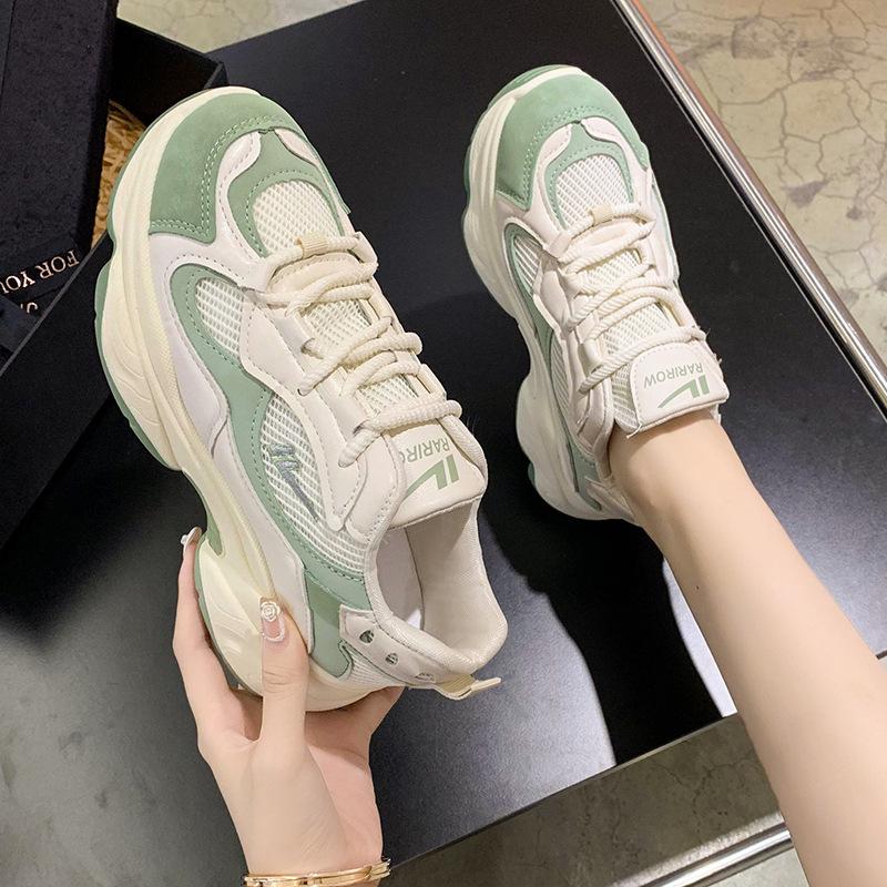 

Удобная женская обувь для папы, новые весенне-осенние модные дышащие универсальные женские туфли с толстой подошвой, сетчатые кроссовки для женщин 40 зелёный