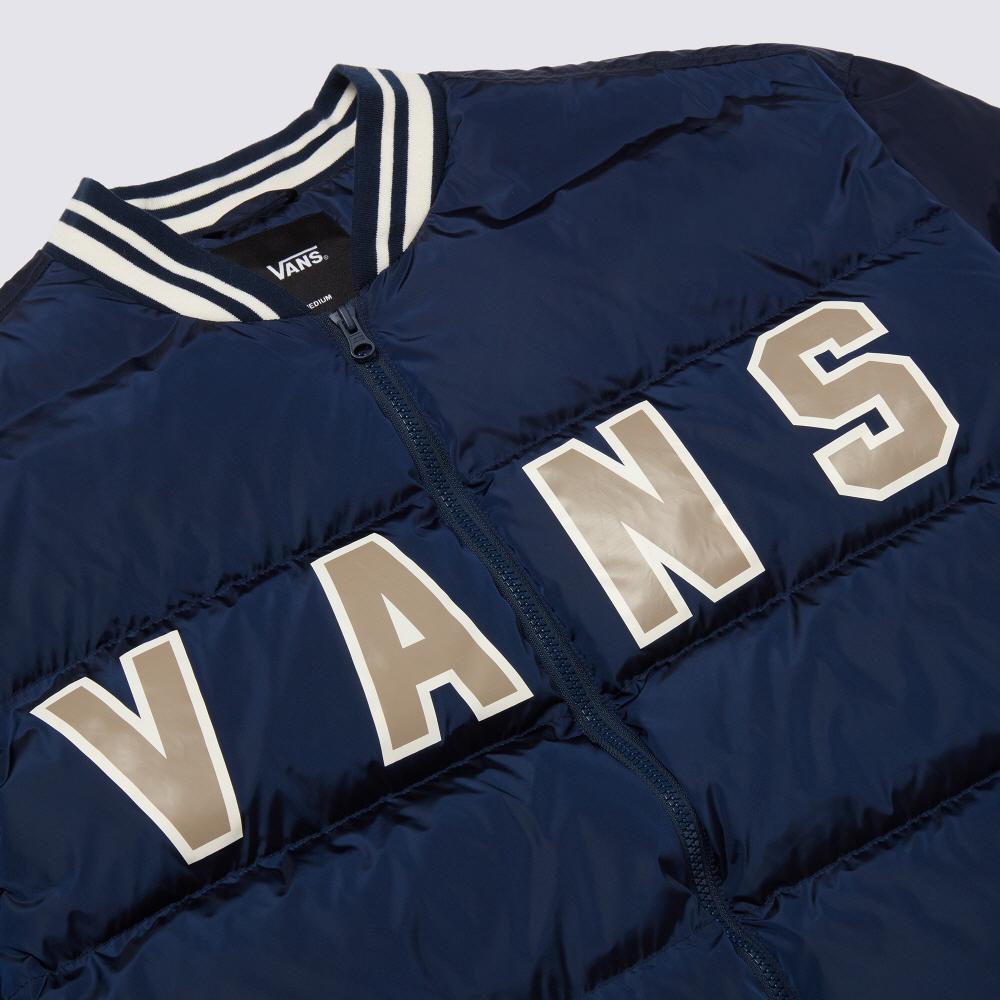 Vans Logo Print Zip Long Sleeve Jacket Men Jackets Blue VN000FDCLKZ