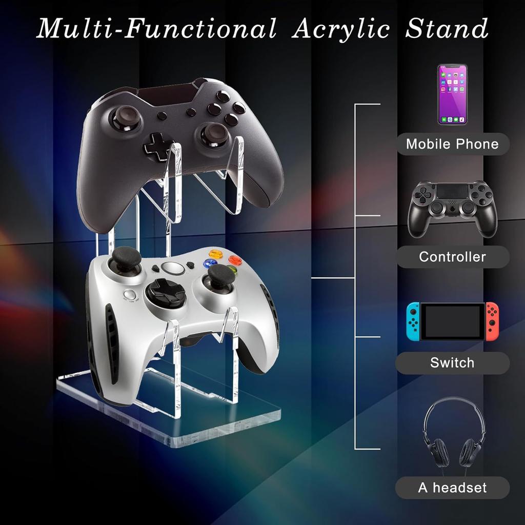 Suporte de Acrílico Transparente para Exibição de Controles 2 Níveis Suporte para Controles de Jogo Suporte Duplo para Controles