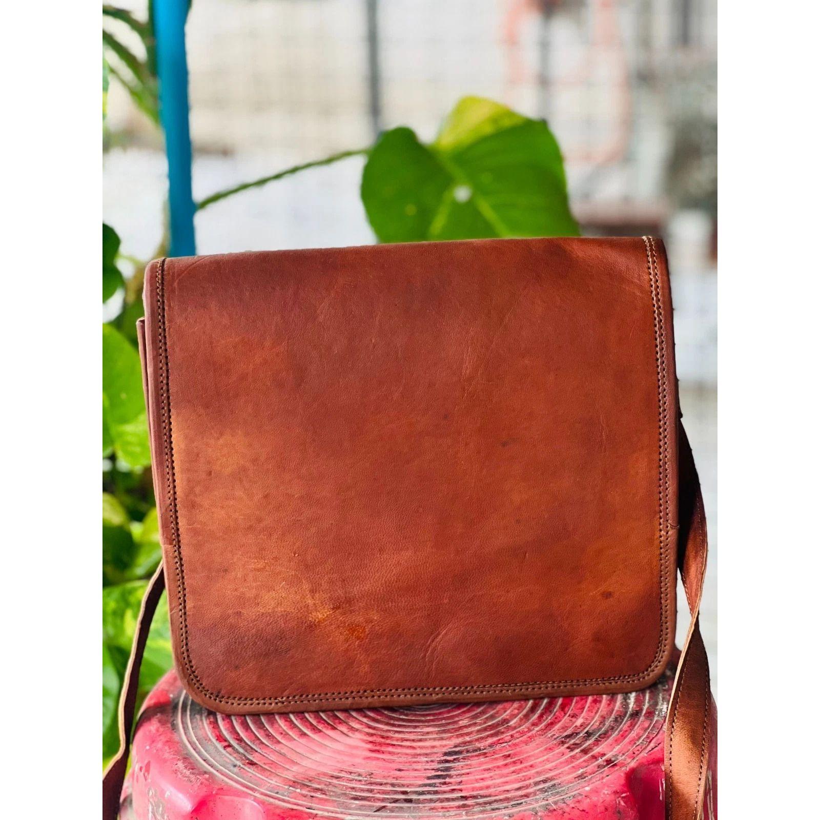 

Мужской доступный кожаный винтажный мессенджер для ноутбука ручной работы, сумка-портфель, сатчел 11 x 9 x 3 in