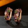 1 Pair Women Earrings Elegant Ear Decoration European And American Style Colorful Rhinestone Clip Earrings for Everyday Wear