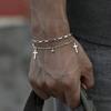 Men Silver Cross Bracelet Double Layer Chain Religious Gift