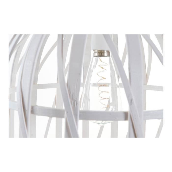 Lustre - DKD Home Decor - 30.5 X 30.5 X 40.5 Cm - Blanc - Bambou - LED