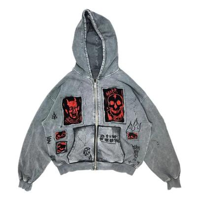 ROADVIBE Sudadera y2k Sudaderas para Mujer Sudadera con Capucha Sudadera con Capucha Hip Hop para Hombre Estampado de Calavera Vintage con Letras Sudadera con Capucha Oversize Ropa