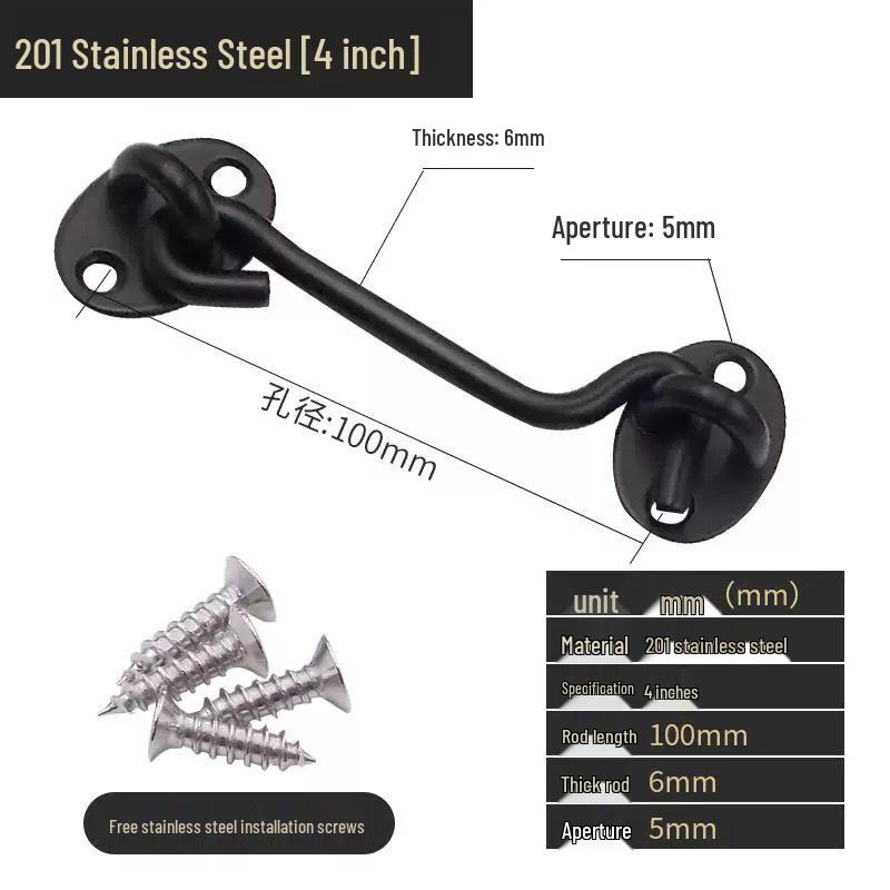Black Stainless Steel Wind Stay Hook for Windows and Doors