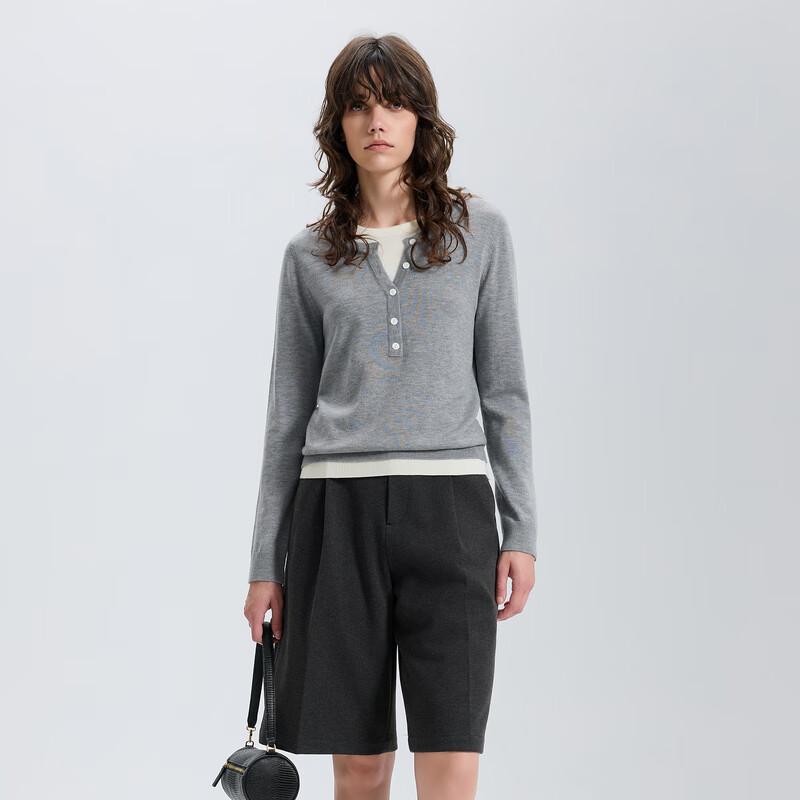 Sancai Women's Faux Two-Piece Knit Pullover Sweater