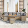 9 Piece Garden Sofa Set In Beige Poly Rattan