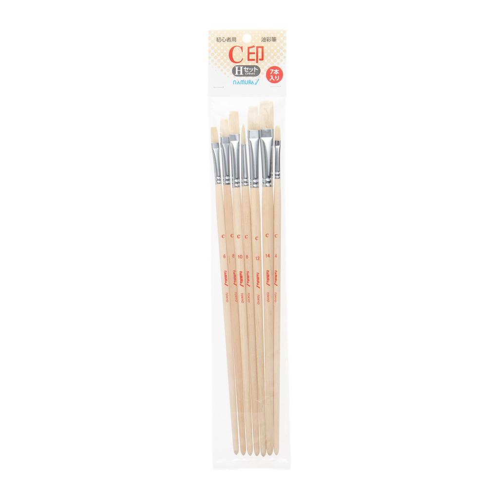 Namurataiseidou Oil Painting Brushes, C-Mark Flat, Set of 7