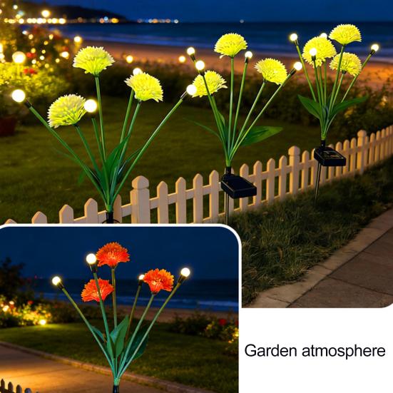 Solar Ground Stake Light Outdoor Flickering Firefly Flower Lamp Waterproof