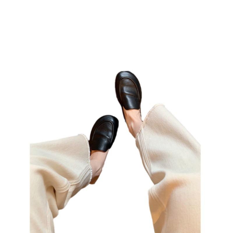 Cowhide version~ Grape mother has the same loafers for women's low heels, clouds, simple round heads, all-match feet, and one-pedal women's shoes.