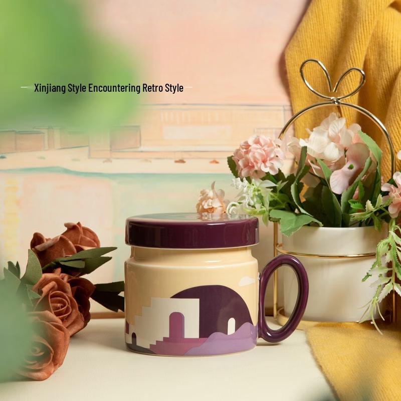 Shangqi Korean Style Ceramic Coffee Mug with Lid