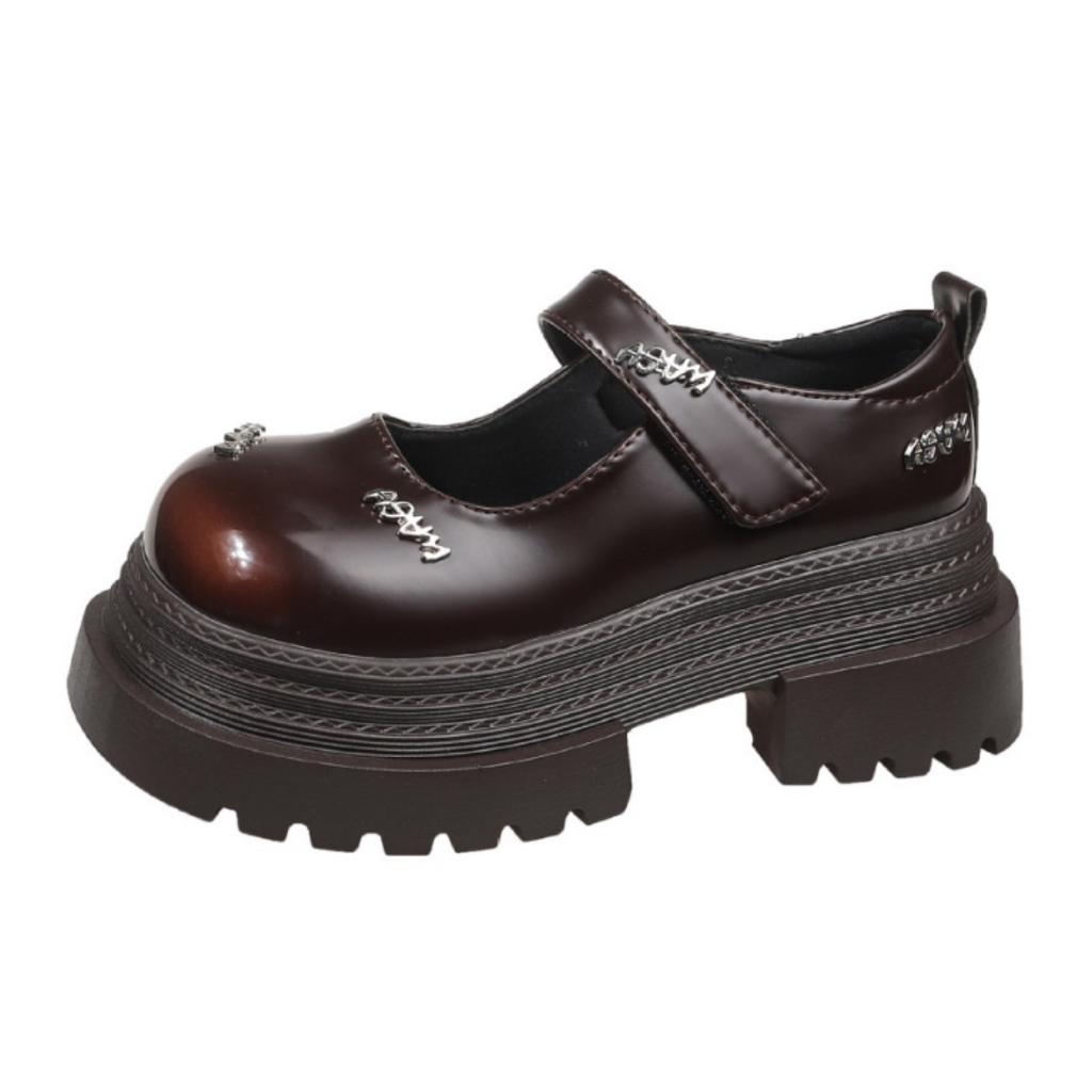 Mary Jane single shoes sweet and cool Japanese jk2025 shallow mouth platform small leather shoes women's butterfly round head new versatile thick heel