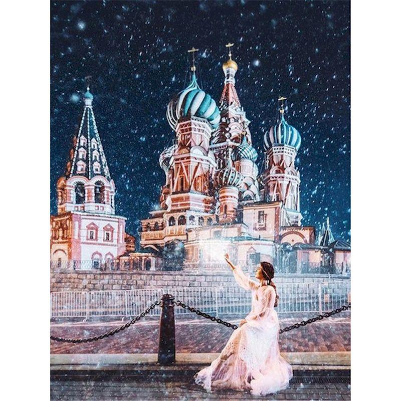 5d Elmas Sanat Boyama Kitleri Zarif Kadın Portresi Elmas Nakış Mozaik Kale Manzara Ev Dekorasyon