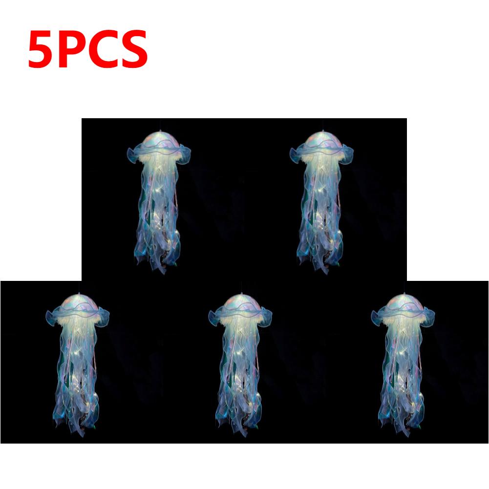 Gradient Jellyfish LED Night Light Handmade Pendant Lamp Colorful Hanging Light for Indoor Outdoor Garden Festival Decoration