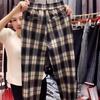 Women  Spring Autumn Korean Fashion Leggings Pants Clothes Vintage Plaid Casual Streetwear Harem Pants  Pocket Loose Trousers
