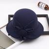 2022 Autumn And Winter Woolen Hat Women'S Casual Wide-Brimmed Top Hat, Flower Dome Fashion Hat