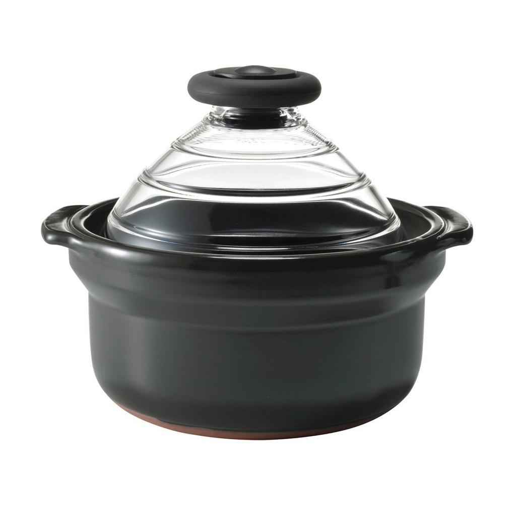 HARIO GN-200B Banko-yaki clay pot rice pot N 3 cups with glass lid