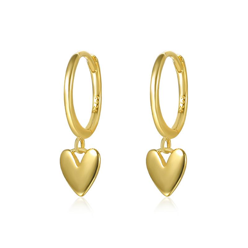 Sterling Silver Glossy Heart-Shaped Earring Backs for Women - Simple Layered Design